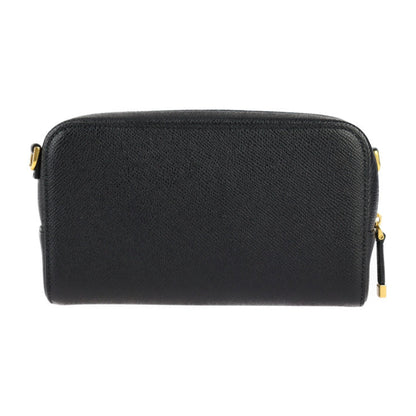 Christian Dior Black Leather Clutch Bag Handbag Pochette Pouch Shoulder Bag