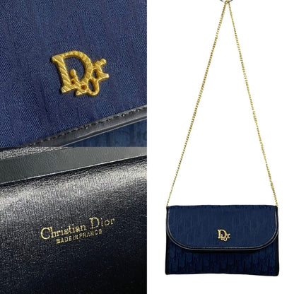 Christian Dior Navy Canvas Leather Shoulder Bag