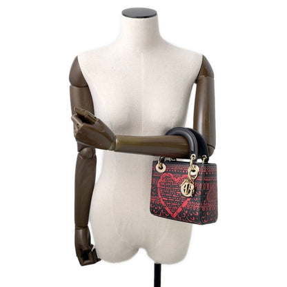 Christian Dior Black Red Color Leather Handbag