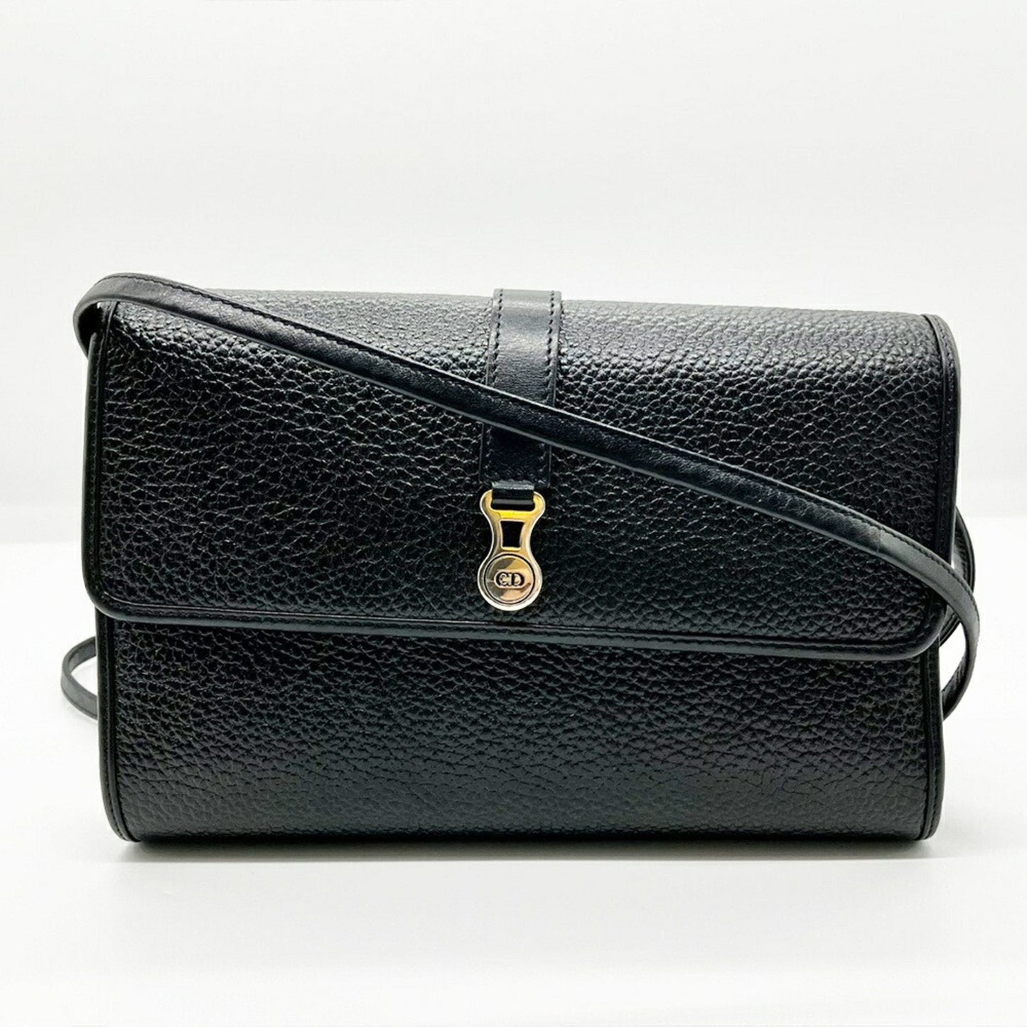 Christian Dior Black Leather Pochette Shoulder Bag Leather