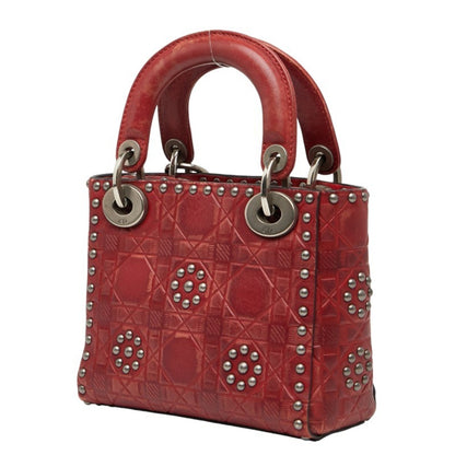 Christian Dior Lady Dior Red Color Leather Handbag Shoulder Bag