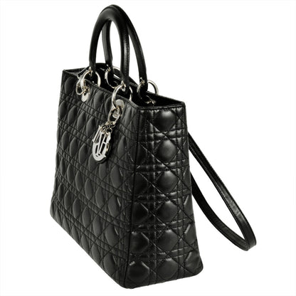 Christian Dior Lady Dior Black Leather Handbag Style 2