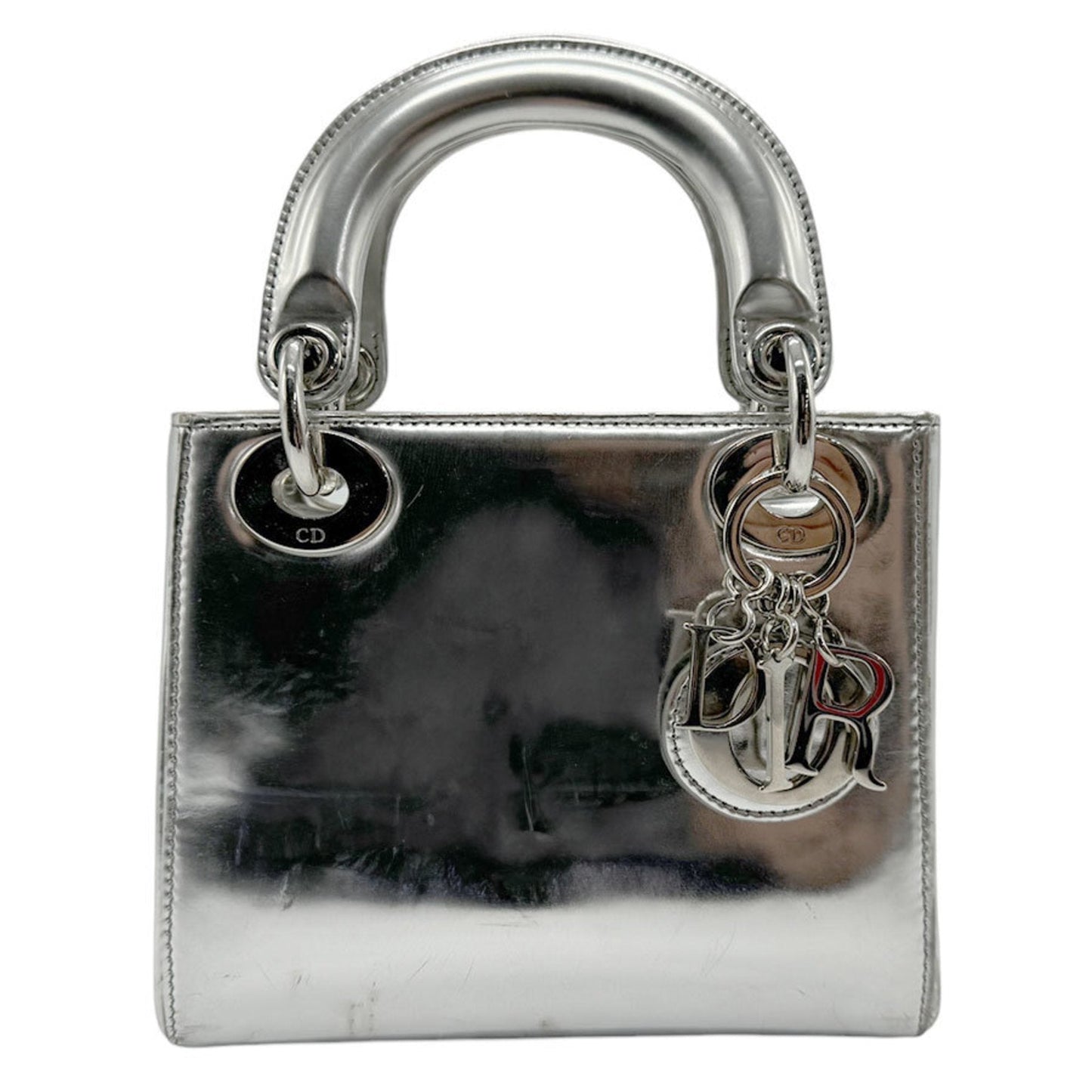 Christian Dior Silver Leather Handbag Shoulder Bag Style 3