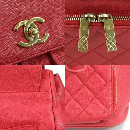 Chanel Backpack Caviar Skin Leather Pink Red Gold Women's a0373