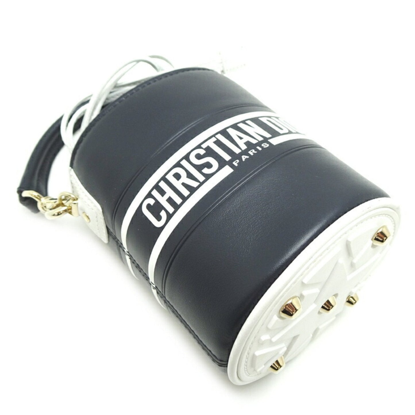 Christian Dior Navy White Leather Shoulder Bag Style 3