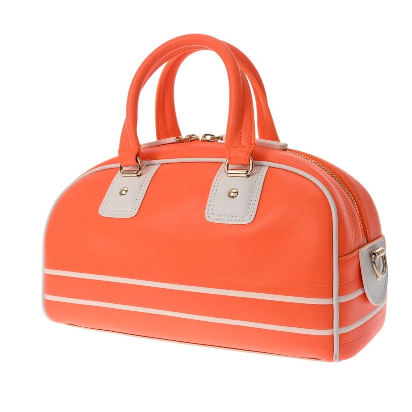 Christian Dior Orange White Leather Handbag
