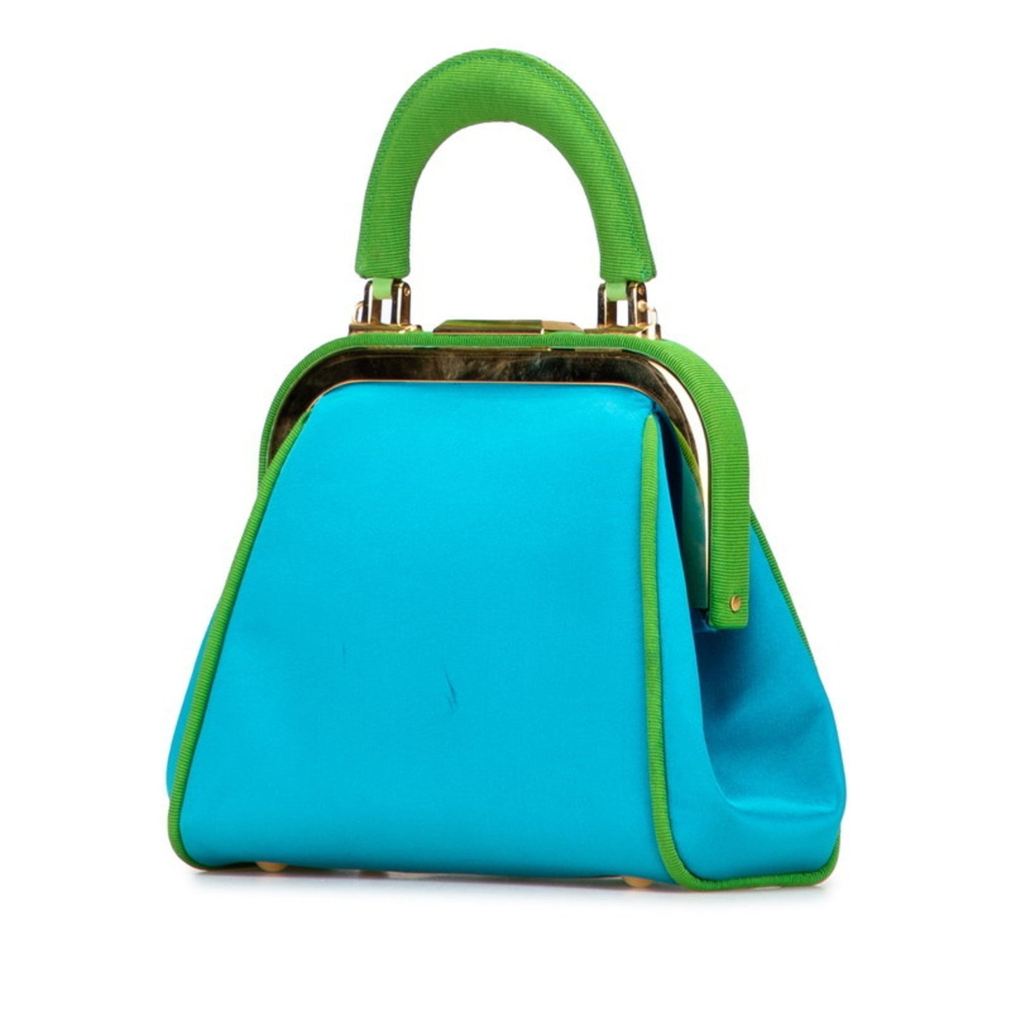 Christian Dior Green Blue Green Canvas Satin Handbag Shoulder Bag