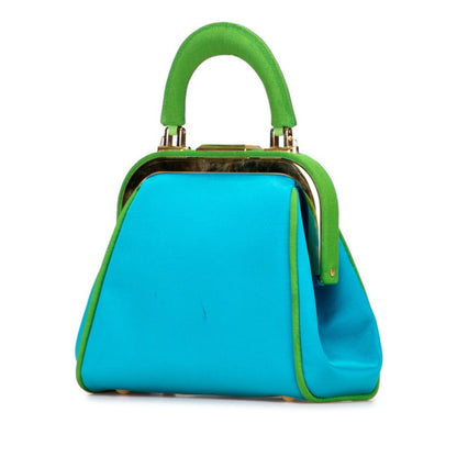 Christian Dior Green Blue Green Canvas Satin Handbag Shoulder Bag