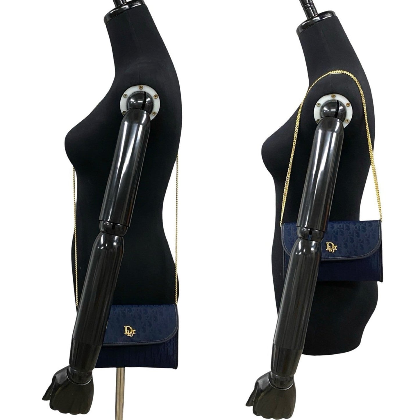 Christian Dior Navy Leather Canvas Shoulder Bag Style 2