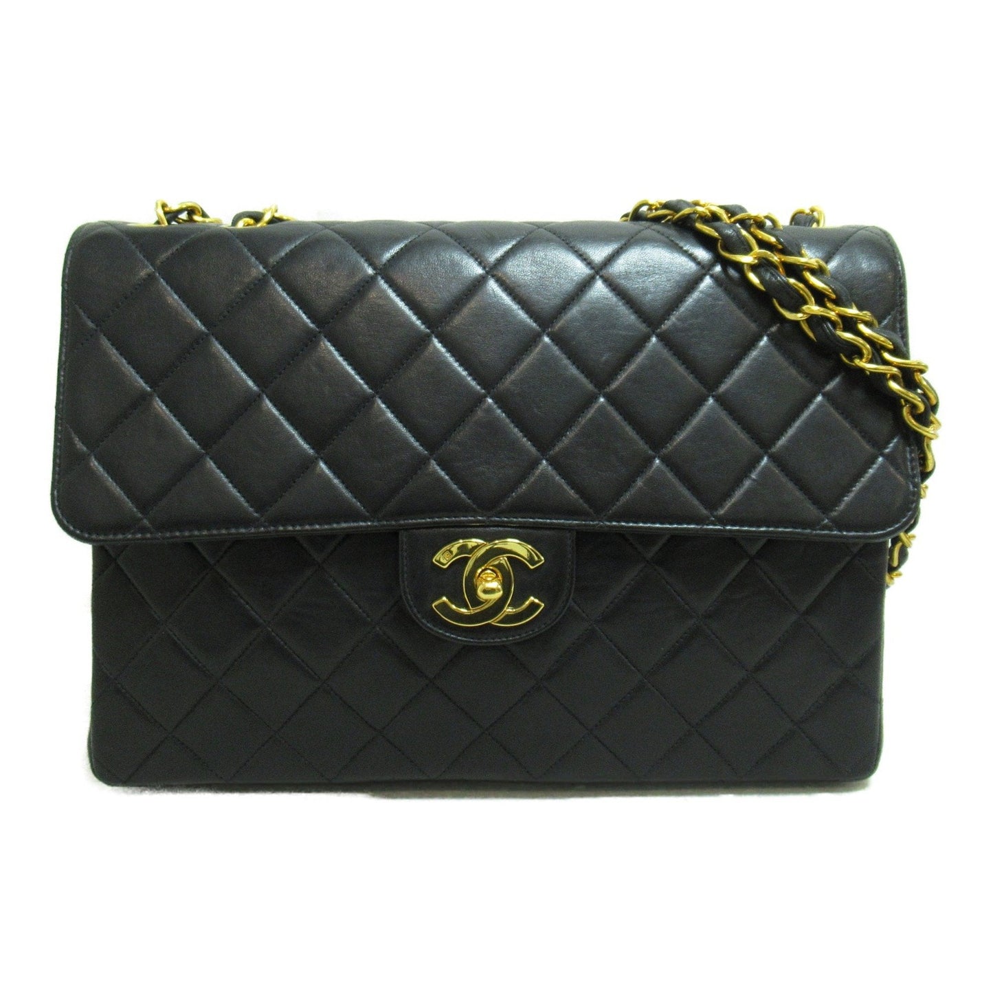 Chanel Big Matelasse ChainShoulder Bag Black Lambskin (sheep leather)