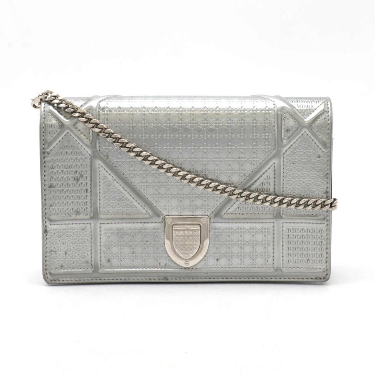 Christian Dior Silver Patent Leather Clutch Bag Pochette