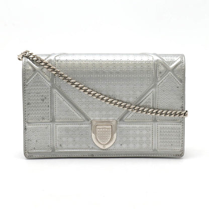 Christian Dior Silver Patent Leather Clutch Bag Pochette