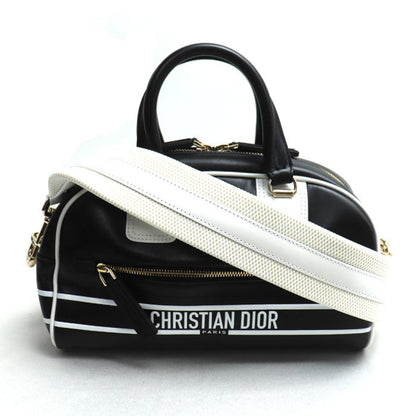 Christian Dior Black White Leather Shoulder Bag