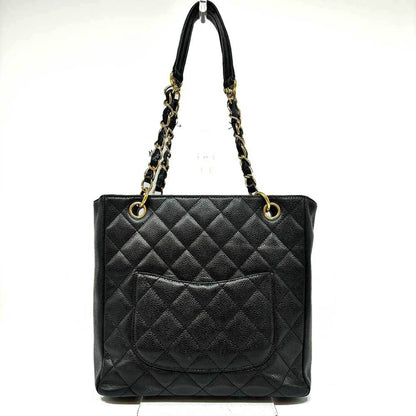 Chanel Bag Caviar Skin Chain Shoulder PST Tote Leather Black