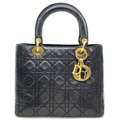 Christian Dior Lady Dior Black Leather Handbag Style 3