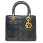 Christian Dior Lady Dior Black Leather Handbag Style 3