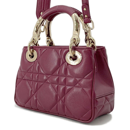 Christian Dior Bordeaux Champagne Gold Leather Handbag