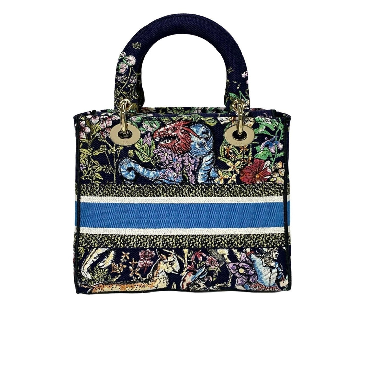 Christian Dior Blue Gold Canvas Shoulder Bag