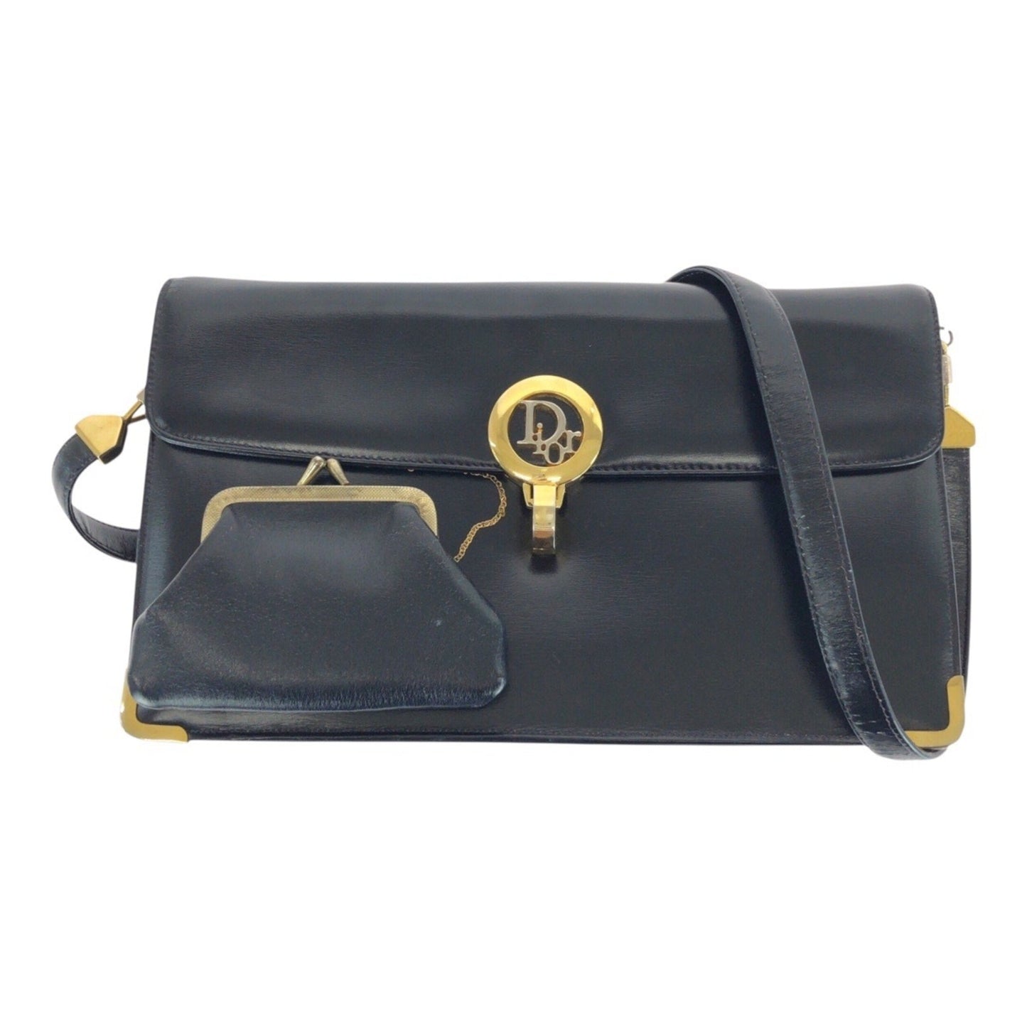 Christian Dior Black Leather Pochette Shoulder Bag Style 4
