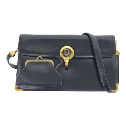 Christian Dior Black Leather Pochette Shoulder Bag Style 4