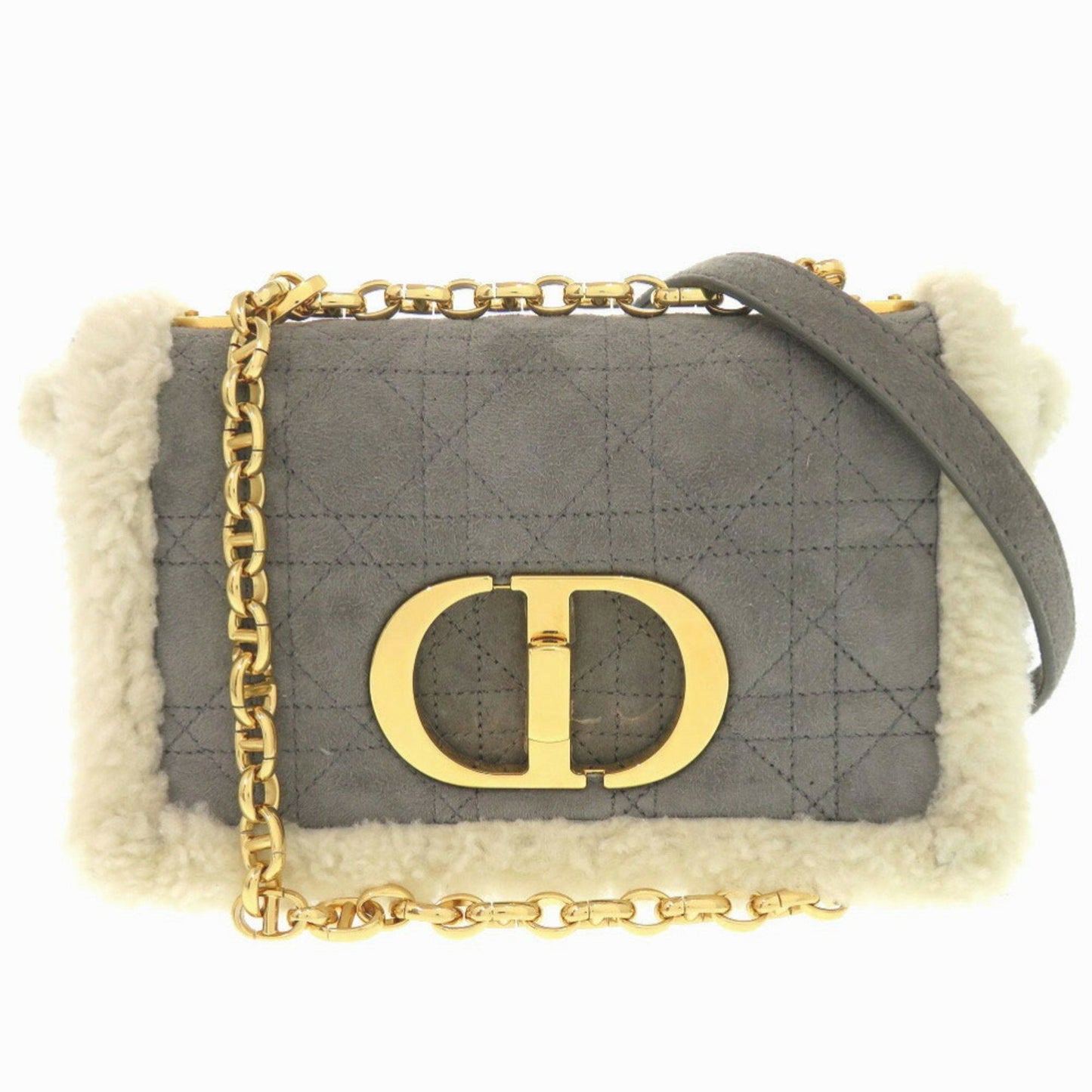 Christian Dior Gray Suede Leather Shoulder Bag