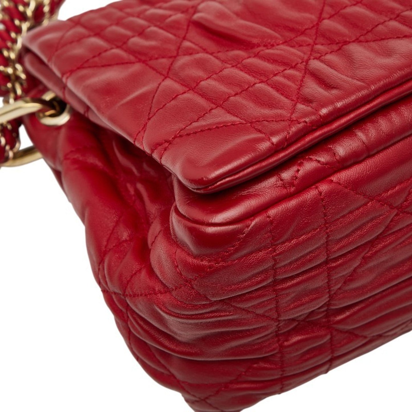 Christian Dior Red Color Leather Handbag Shoulder Bag Leather