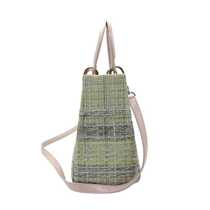 Christian Dior Silver Tweed Leather Handbag Shoulder Bag