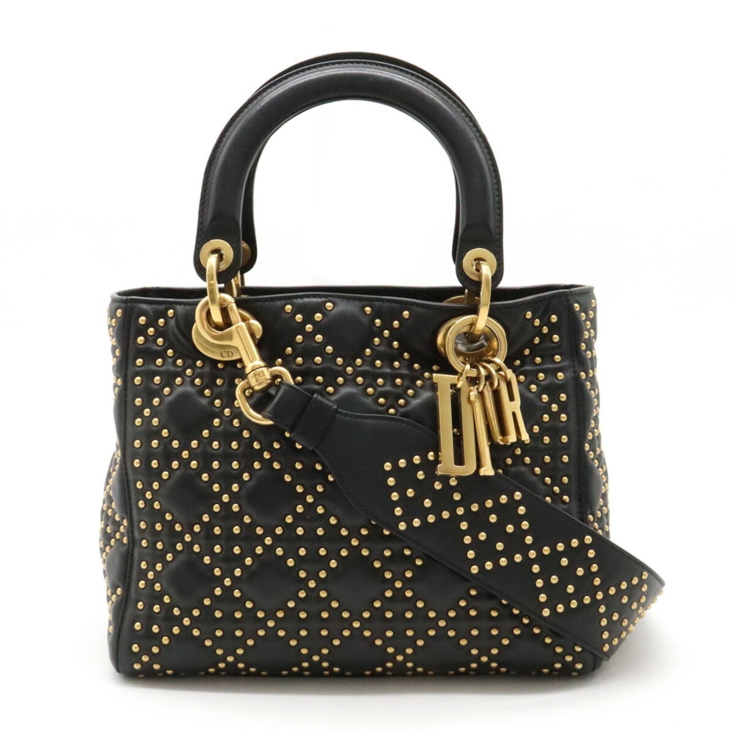 Christian Dior Lady Dior Black Leather Handbag Shoulder Bag Style 2