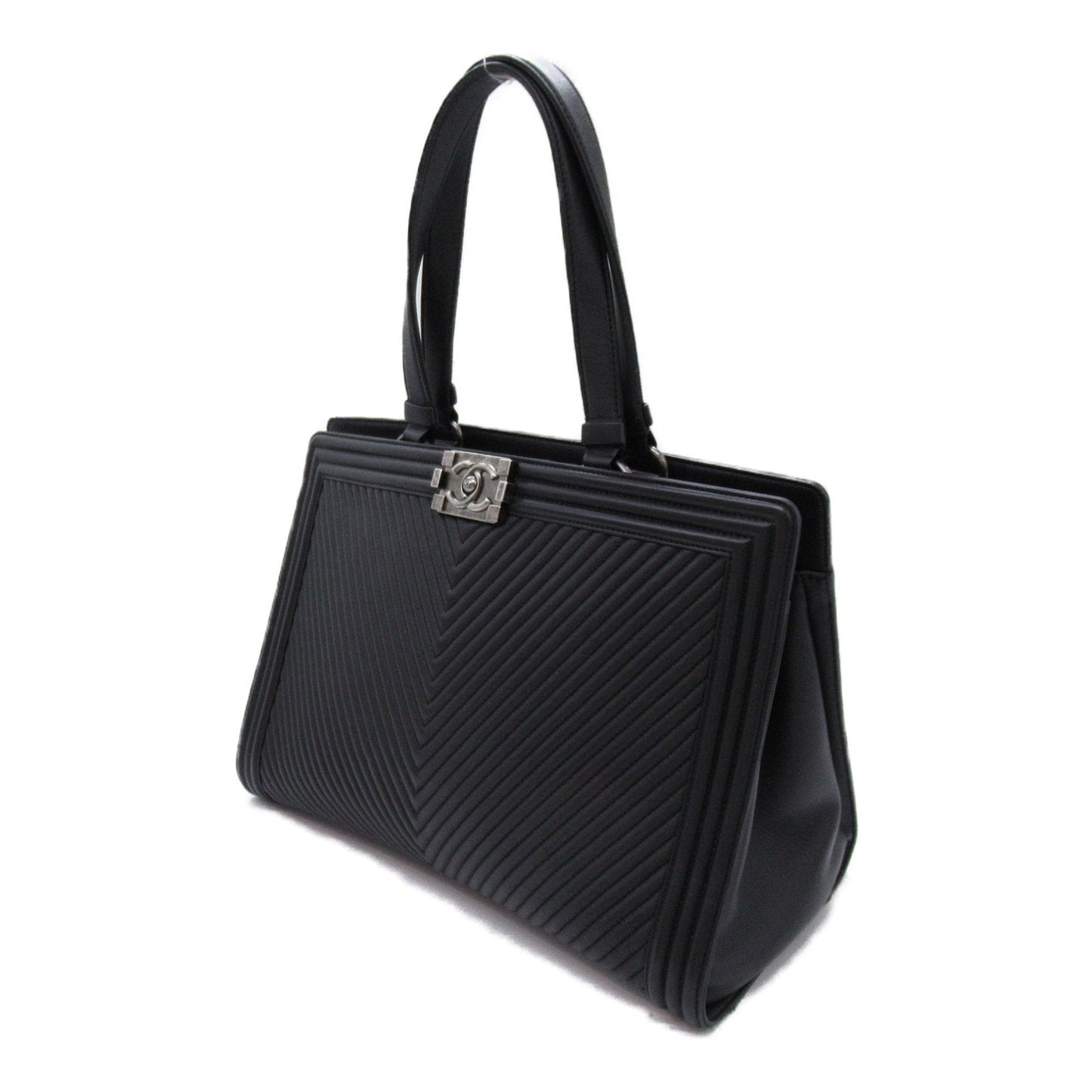 Chanel Boy Chanel V-stitch Tote Bag Black Lambskin (sheep leather)