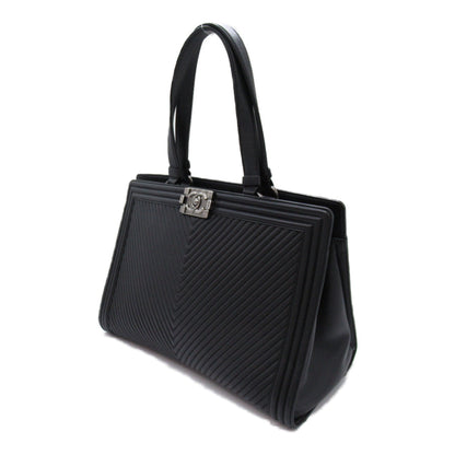 Chanel Boy Chanel V-stitch Tote Bag Black Lambskin (sheep leather)