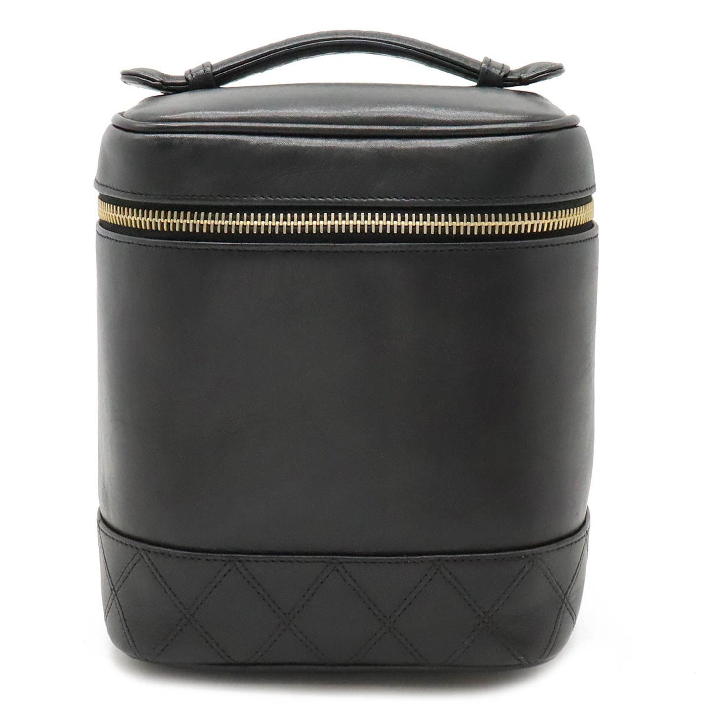 Chanel Bicolor Coco Mark Vanity Bag Handbag Pouch Lambskin Leather Black A01619