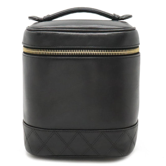 Chanel Bicolor Coco Mark Vanity Bag Handbag Pouch Lambskin Leather Black A01619