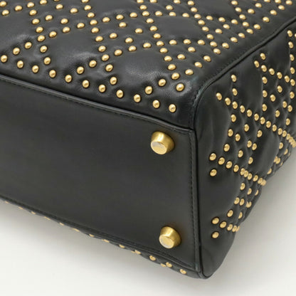 Christian Dior Lady Dior Black Leather Handbag Shoulder Bag Style 2