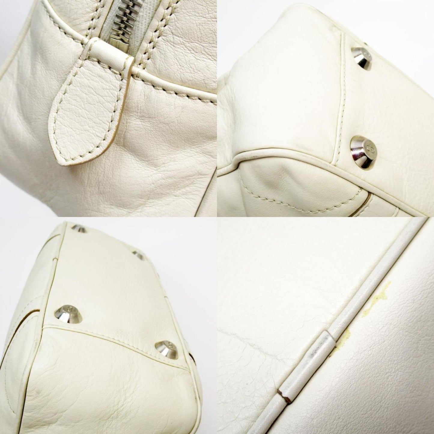 Christian Dior Ivory Leather Handbag Leather