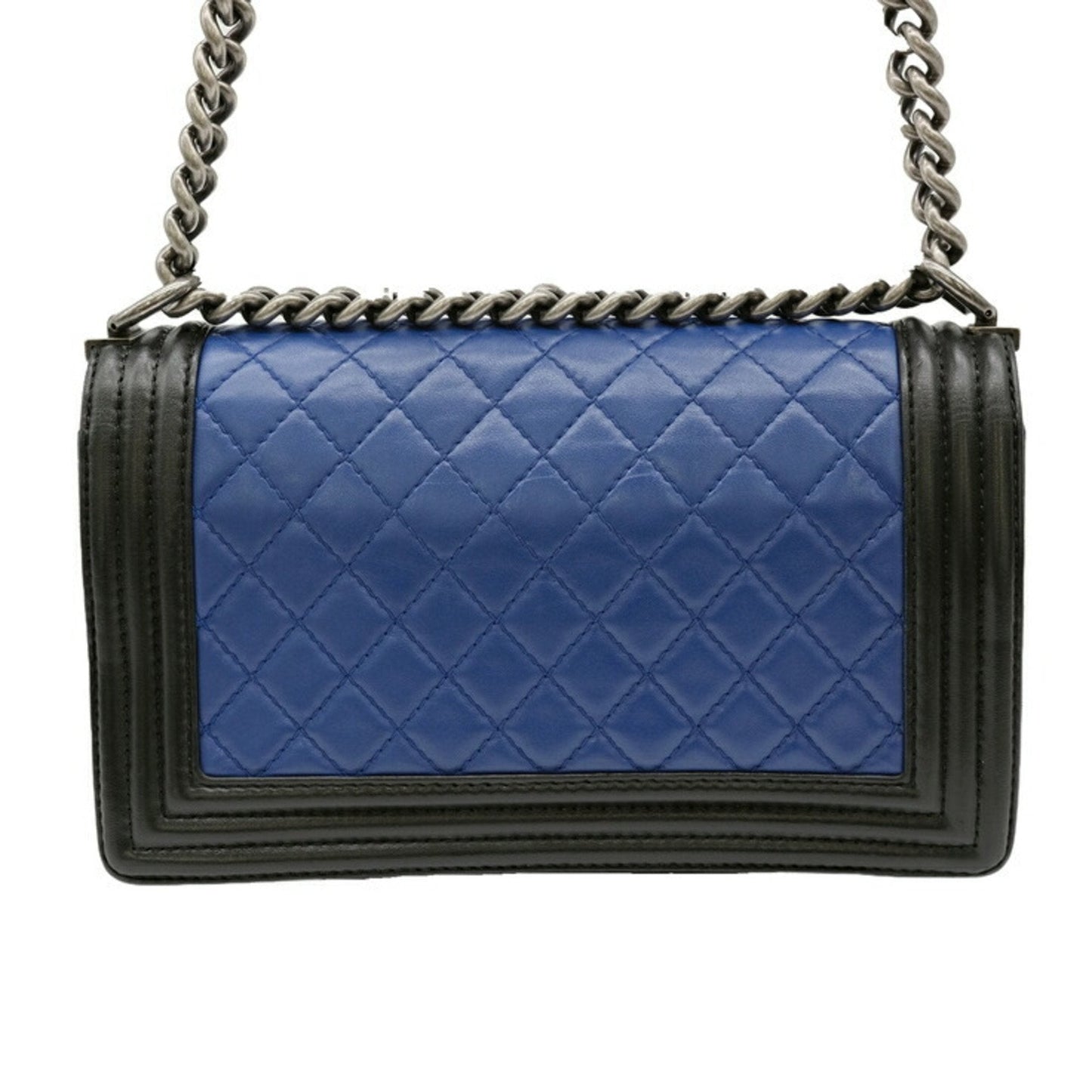 Chanel Boy Chanel Chain Shoulder Lambskin Blue Black Seal A67086
