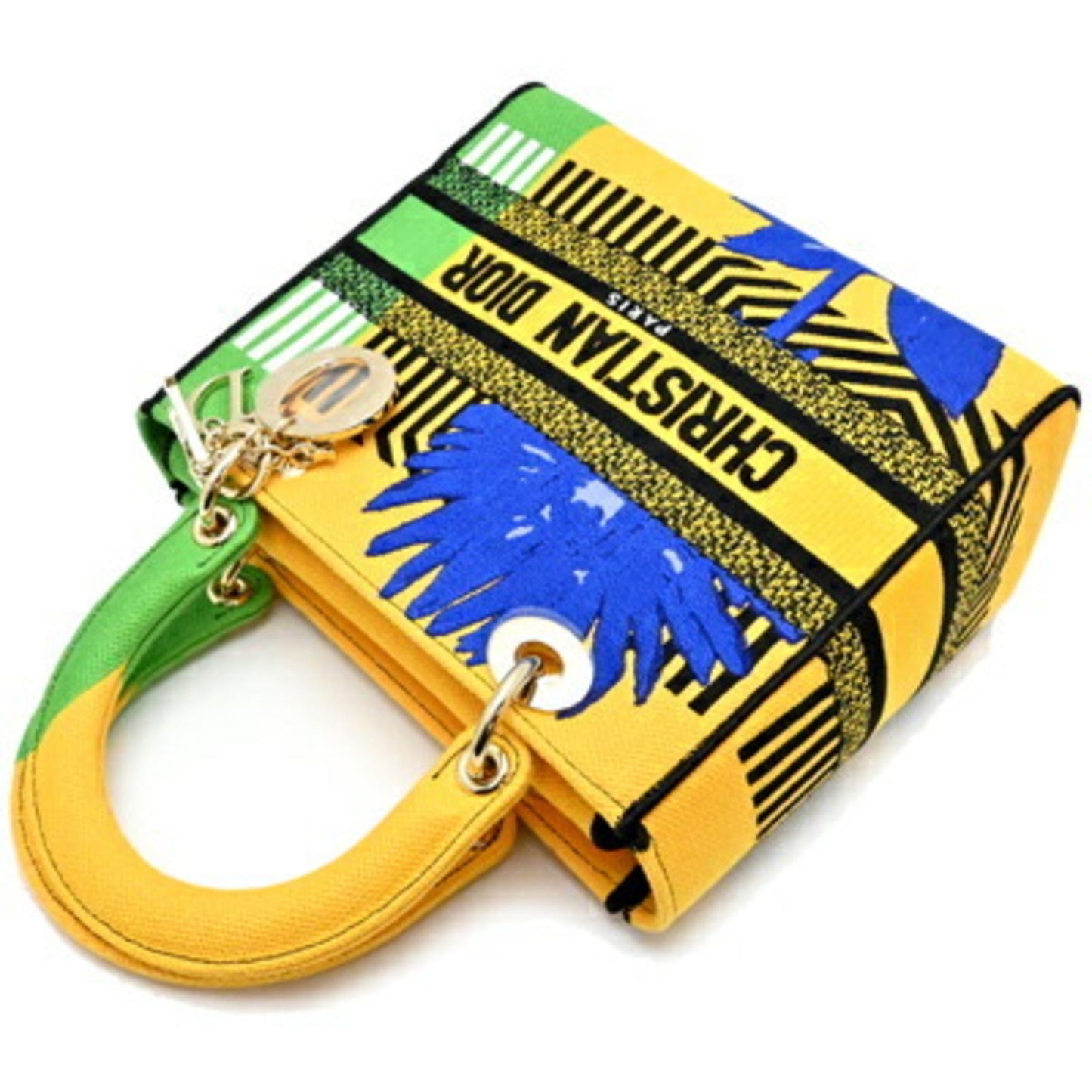 Christian Dior Multi-Color Yellow Canvas Handbag