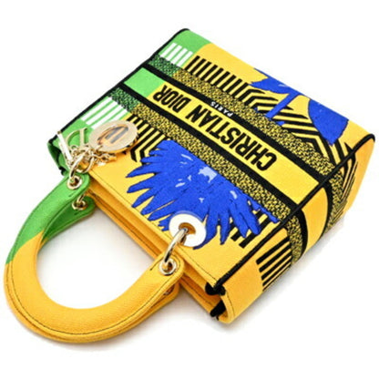 Christian Dior Multi-Color Yellow Canvas Handbag