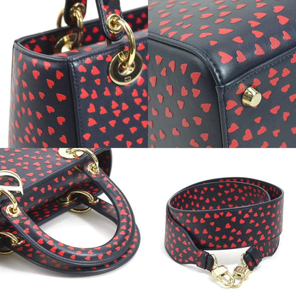 Christian Dior Navy Red Color Leather Handbag Shoulder Bag
