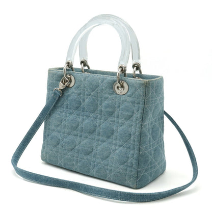 Christian Dior Clear Light Blue Denim Plastic Handbag Shoulder Bag ()