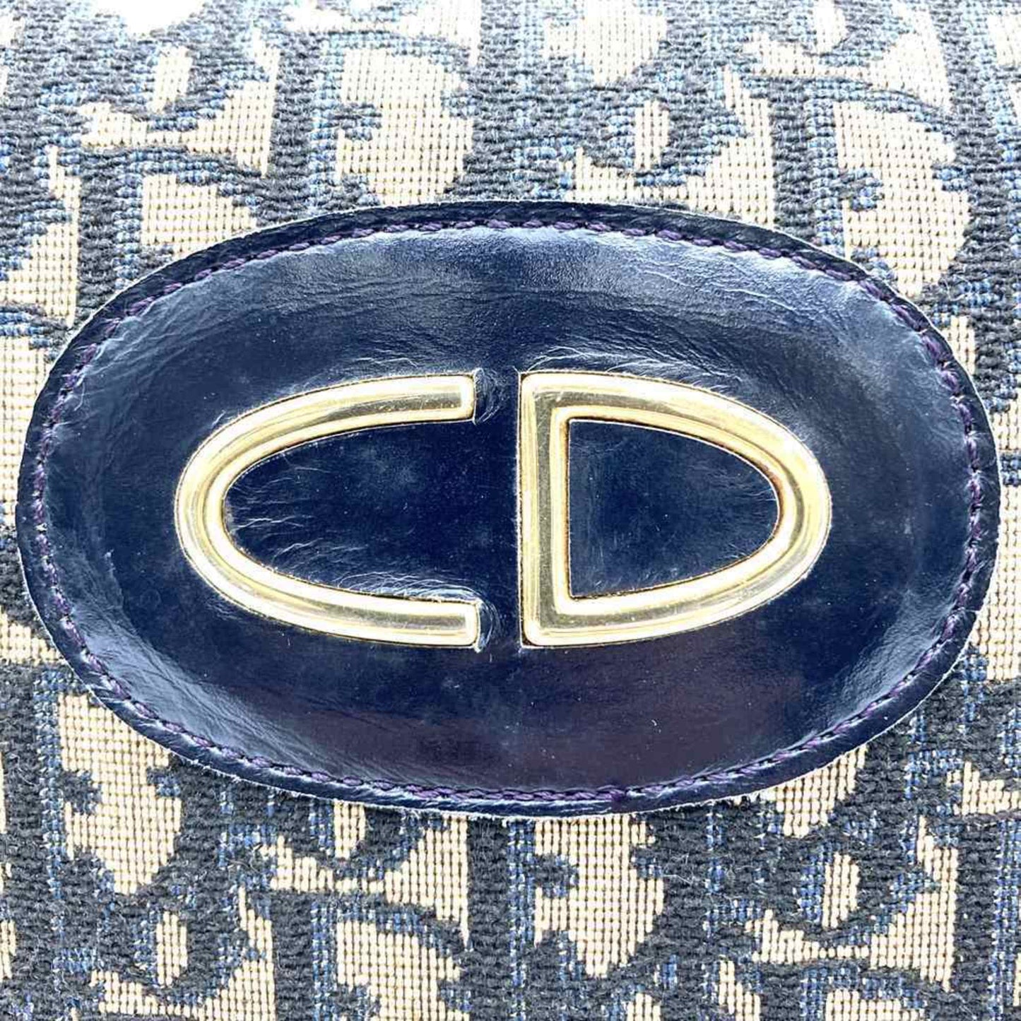 Christian Dior Navy Canvas Boston Bag Handbag