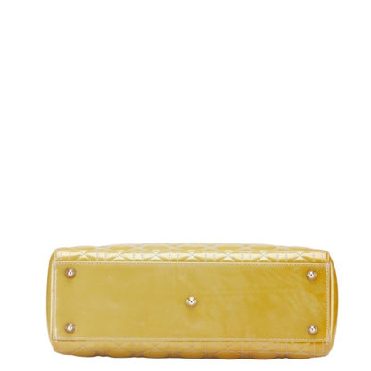 Christian Dior Lady Dior Yellow Patent Leather Handbag Shoulder Bag