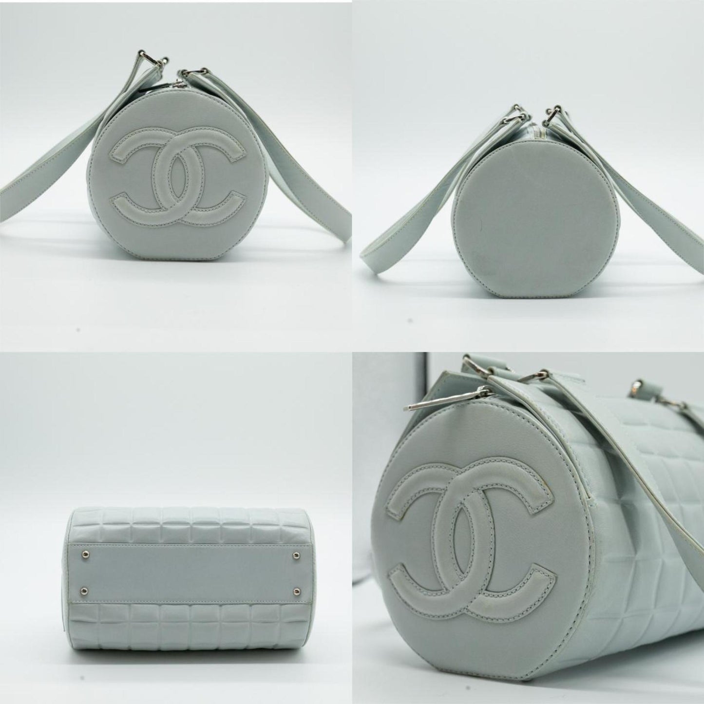 Chanel Leather Blue Silver Handbag