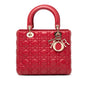 Christian Dior Lady Dior Red Color Leather Handbag