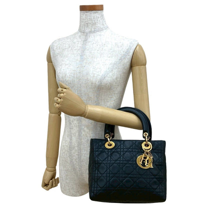 Christian Dior Black Leather Handbag Tote Bag Style 10