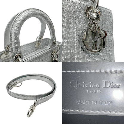 Christian Dior Silver Leather Handbag Shoulder Bag Style 4