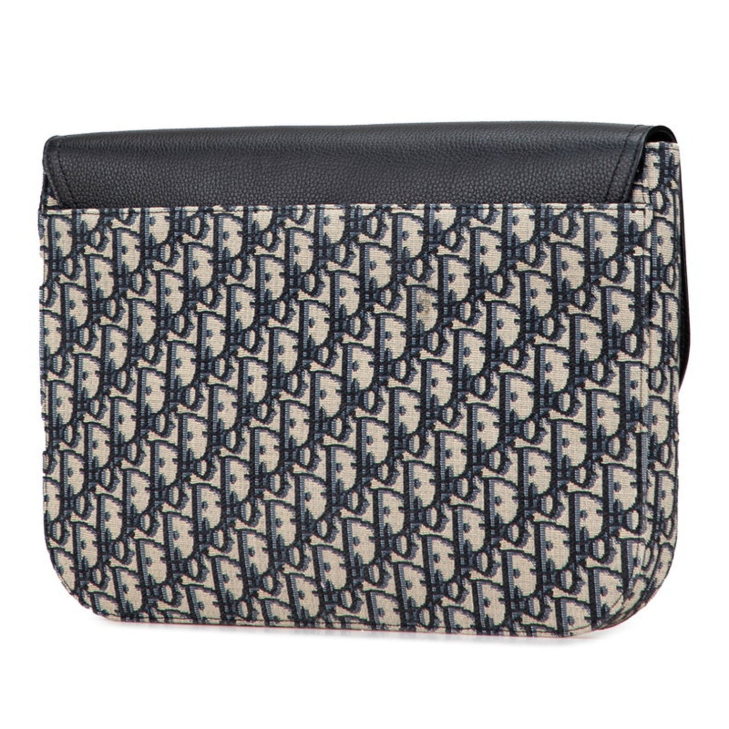 Christian Dior Beige Navy Black Canvas Leather Clutch Bag