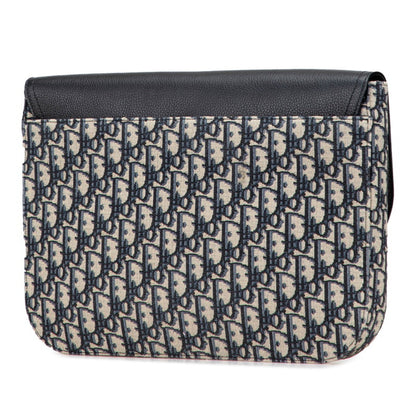 Christian Dior Beige Navy Black Canvas Leather Clutch Bag