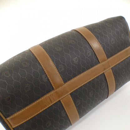 Christian Dior Brown Coated Canvas Boston Bag