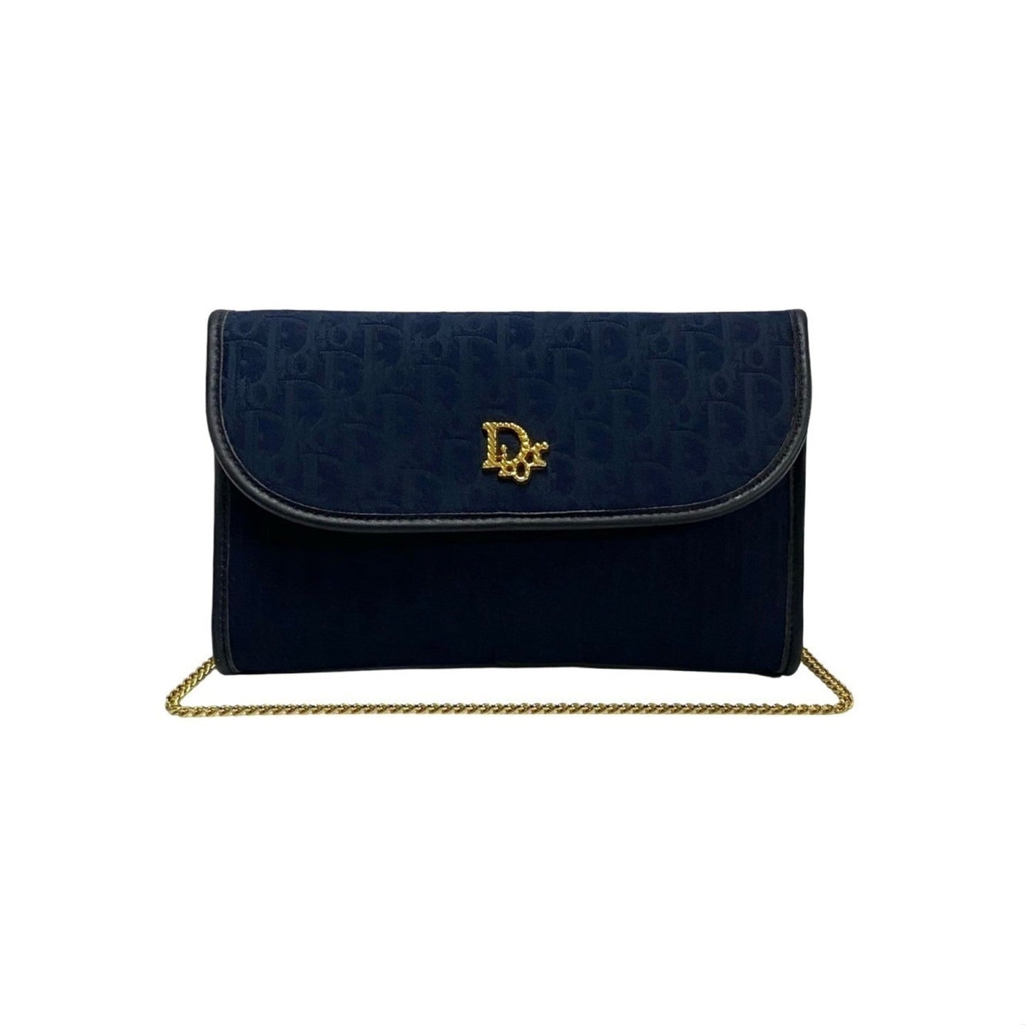 Christian Dior Navy Leather Canvas Shoulder Bag Style 2