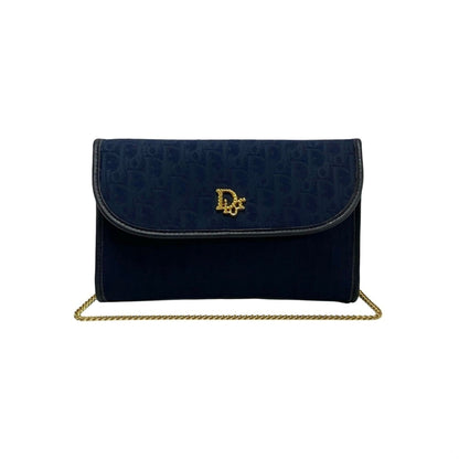 Christian Dior Navy Leather Canvas Shoulder Bag Style 2